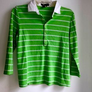 Lauren R. lauren Preppy green collared shirt